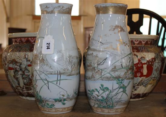 Pair Japanese jardinieres & pair of vases